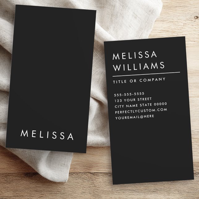 Modernste berufliche schwarzminimalistisch visitenkarte (Modern black minimalist professional vertical business card)