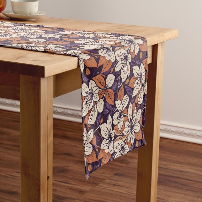 Modernste Fall-Blume Lila & Creme-Throw Kissen Kurzer Tischläufer (Beispiel)