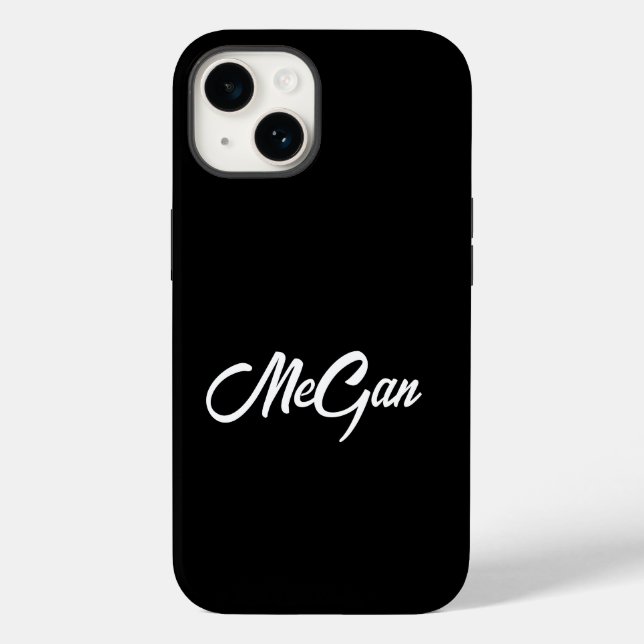 Modernster Name Minimal Monogramm Schwarz. Case-Mate iPhone Hülle (Rückseite)