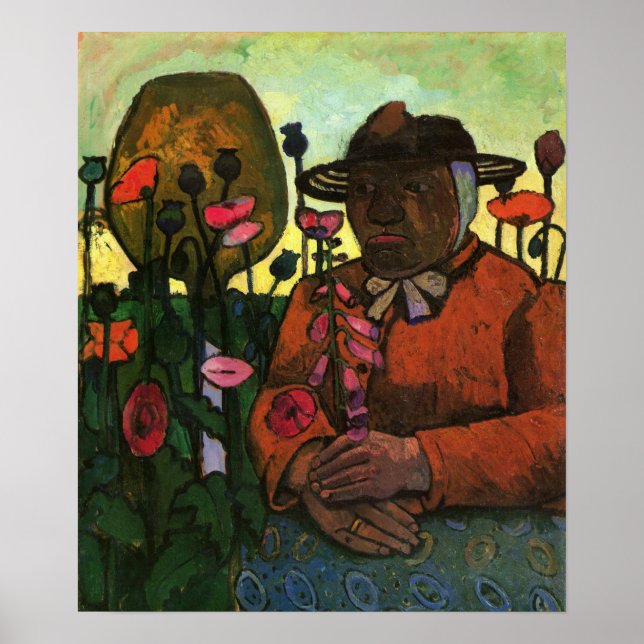 Modersohn-Becker - Alte Frau im Garten 1906 Poster (Vorne)