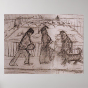 Modersohn-Becker - Figuren mit seinem Hund auf der Poster