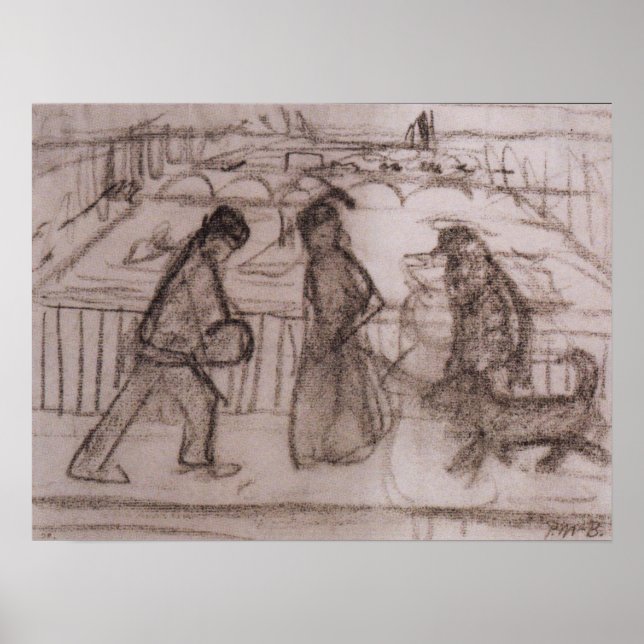 Modersohn-Becker - Figuren mit seinem Hund auf der Poster (Vorne)