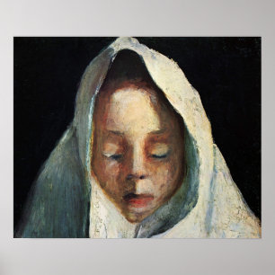 Modersohn-Becker - Kopf eines Kindes mit einem wei Poster