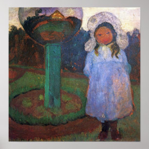 Modersohn-Becker - Mädchen im Garten mit Glas Poster