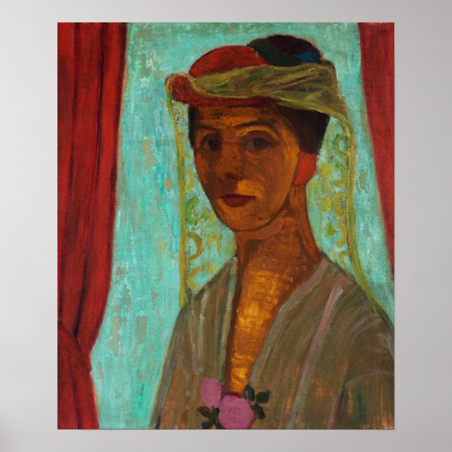 Modersohn-Becker - Selbstportrait mit Hut und Schl Poster (Vorne)
