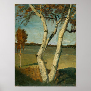 Modersohn-Becker - Zweistämmige Birke und Landscha Poster