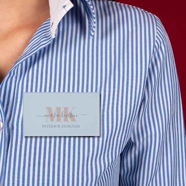 Modert Mocha Mousse Monogram Dusty Blue Namenschild (Von Creator hochgeladen)