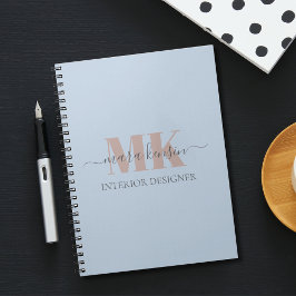 Modert Mocha Mousse Monogram Dusty Blue Notizbuch