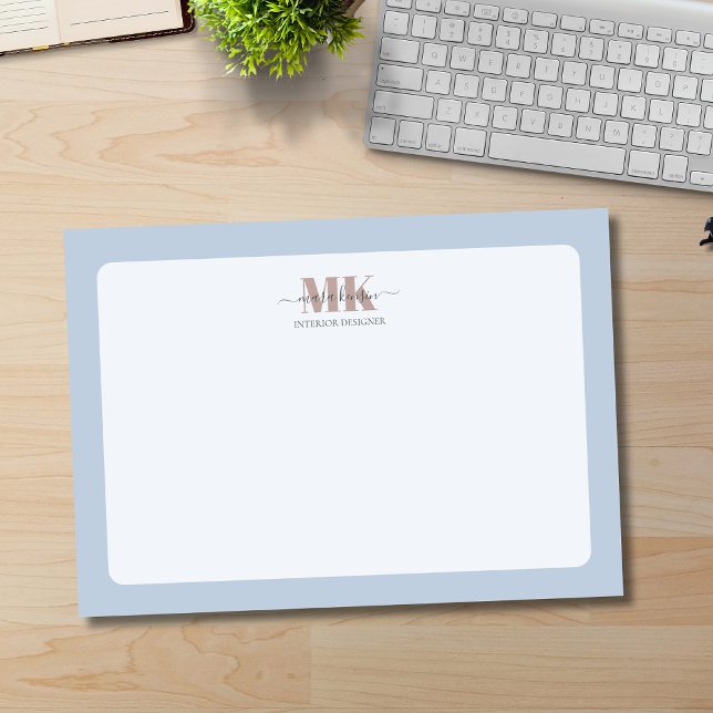 Modert Mocha Mousse Monogram Dusty Blue Post-it Klebezettel (Von Creator hochgeladen)