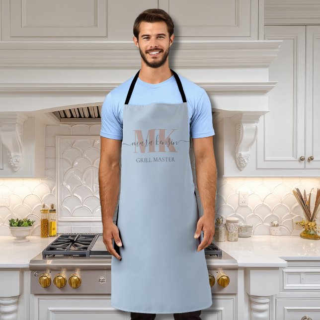 Modert Mocha Mousse Monogram Dusty Blue Schürze (Von Creator hochgeladen)