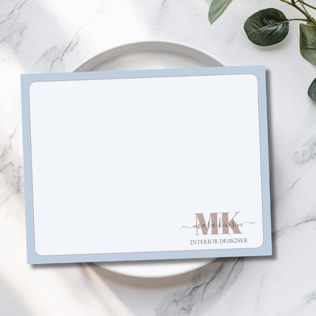 Modert Mocha Mousse Monogram Staubblau Mitteilungskarte (Von Creator hochgeladen)