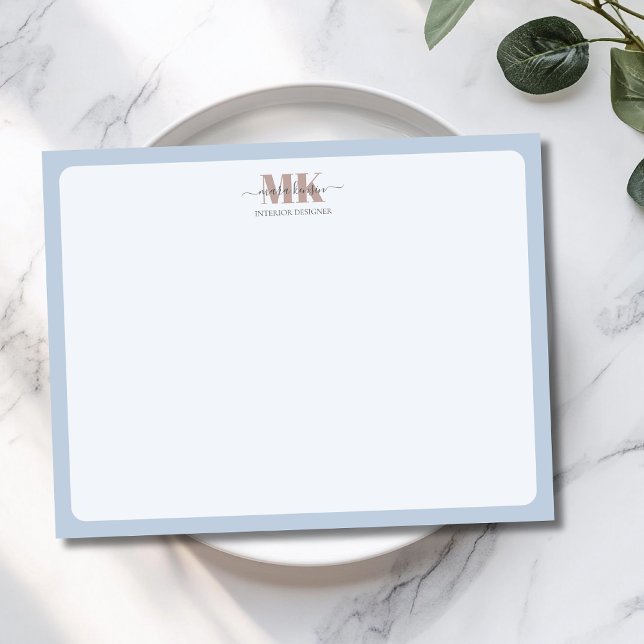 Modert Mocha Mousse Monogram Staubblau Mitteilungskarte (Von Creator hochgeladen)