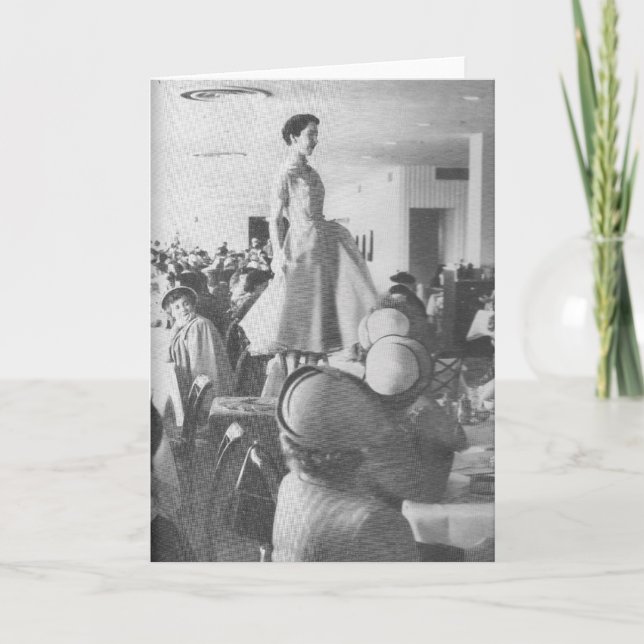 Modeschau am Tee-Raum Feiertagskarte (Vorderseite)