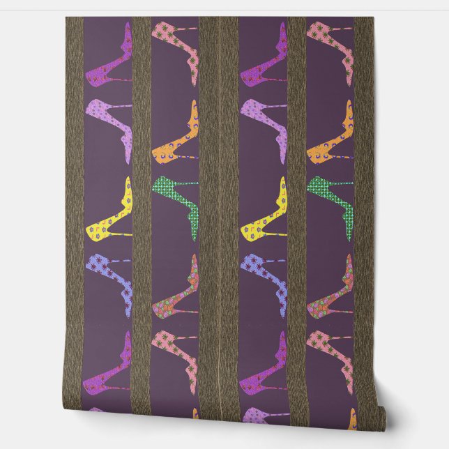 Modeschuhgehäuse Wallpaper Border LW Lila Tapete (Abrollen)