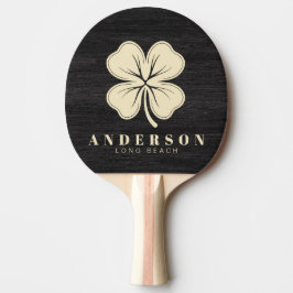 Modest Dark Wood Four Leaf Clover with Name Tischtennis Schläger
