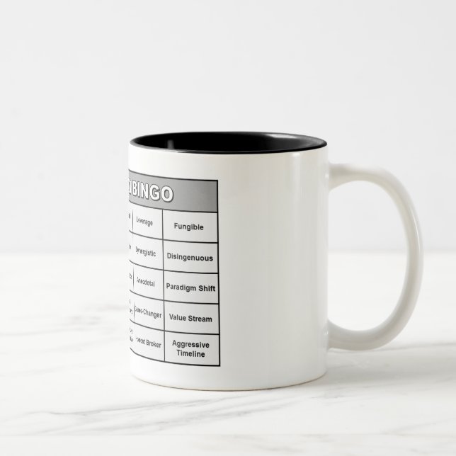 Modewort-Bingo-Tasse Zweifarbige Tasse (Rechts)