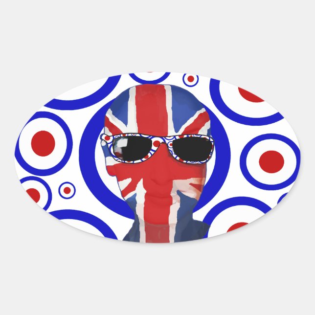 Modhead Retro 60er Kunst Oval Stickers (Vorderseite)