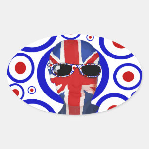 Modhead Retro Sechziger-Jahre-Kunst Oval-Aufkleber Ovaler Aufkleber