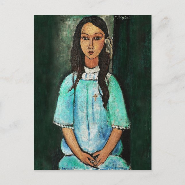 Modigliani Alice Vintag Fine Art Malerei Postkarte (Vorderseite)