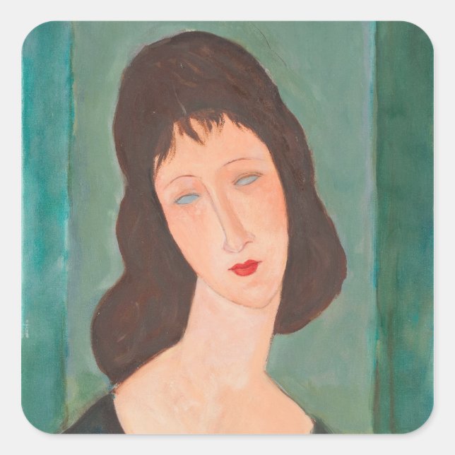 Modigliani Amedeo Portrait Quadratischer Aufkleber (Vorderseite)