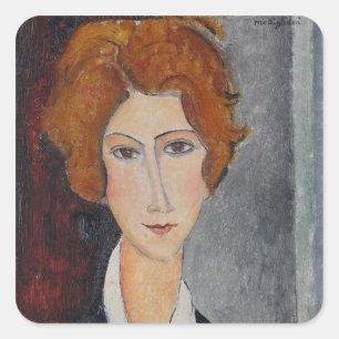 Modigliani Amedeo Porträt Quadratischer Aufkleber