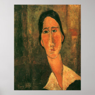 Modigliani - Jeanne H Buterne mit einem weißen Col Poster