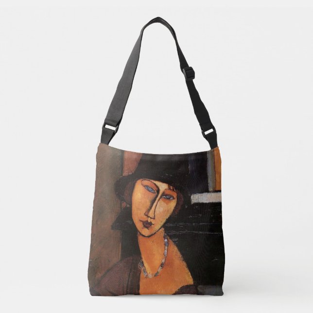 Modigliani - Portrait von Jeanne Hebuterne w/Hat Tragetaschen Mit Langen Trägern (Vorderseite)