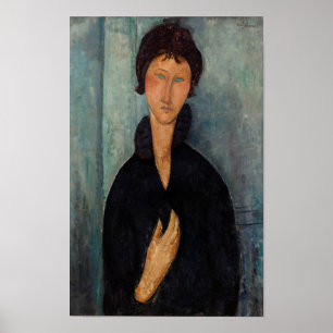 Modigliani Woman in Schwarz mit Blue Art Print Poster