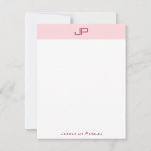 Modisch blush rosa Monogram Simple Template Trendy Mitteilungskarte