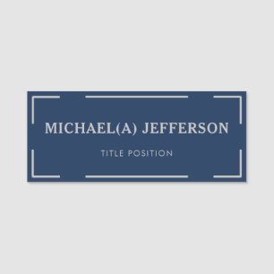 Modisch Elegant Dark Blue & Gray: Beruflich Namensschild