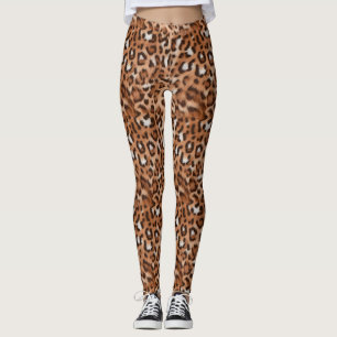 Modisch, Fierce, Braun, Weiß & Schwarz Leopard Leggings