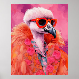 Modisch Flamingo Funky Art Print Poster