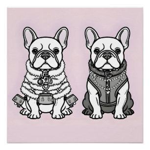 Modisch-französischer Bulldogge Paris Style Poster
