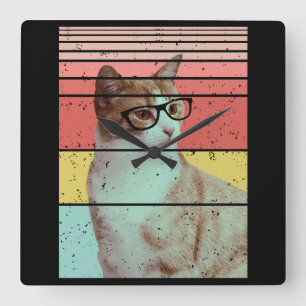 MODISCH LUSTIG SÜßE KATZE VINTAGE QUADRATISCHE WANDUHR