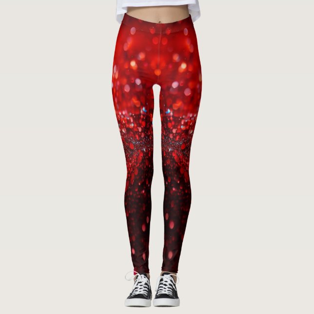 Modisch mit rotem Glitzer Leggings (Vorderseite)