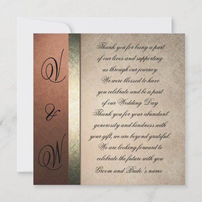 Modisch und stilvoll Hochzeitskarten Dankeskarte (Vorderseite)