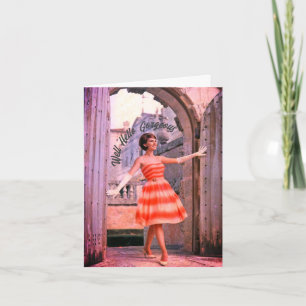 Modisch-weibliche Geburtstagskarte der 60er Jahre Karte