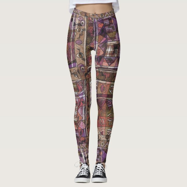 Modische afrikanische abstrakte Stämme Leggings (Vorderseite)