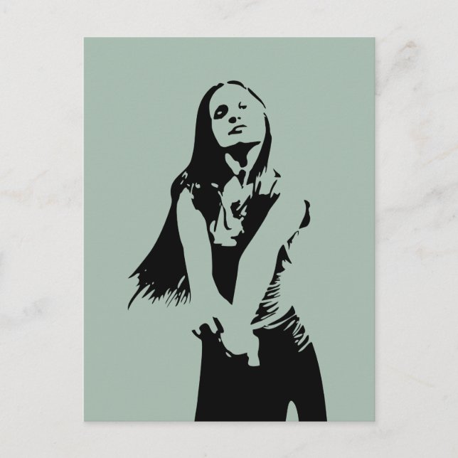 Modische Black Dancing Girl Silhouette Postkarte (Vorderseite)