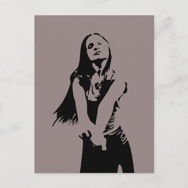 Modische Black Dancing Girl Silhouette Postkarte (Vorderseite)