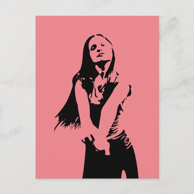 Modische Black Dancing Girl Silhouette Postkarte (Vorderseite)