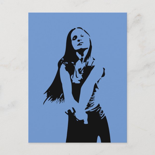 Modische Black Dancing Girl Silhouette Postkarte (Vorderseite)