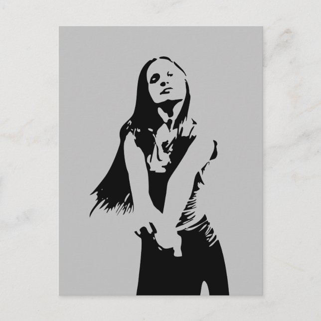 Modische Black Dancing Girl Silhouette Postkarte (Vorderseite)