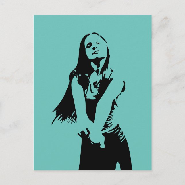 Modische Black Dancing Girl Silhouette Postkarte (Vorderseite)