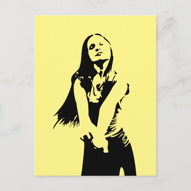 Modische Black Dancing Girl Silhouette Postkarte (Vorderseite)