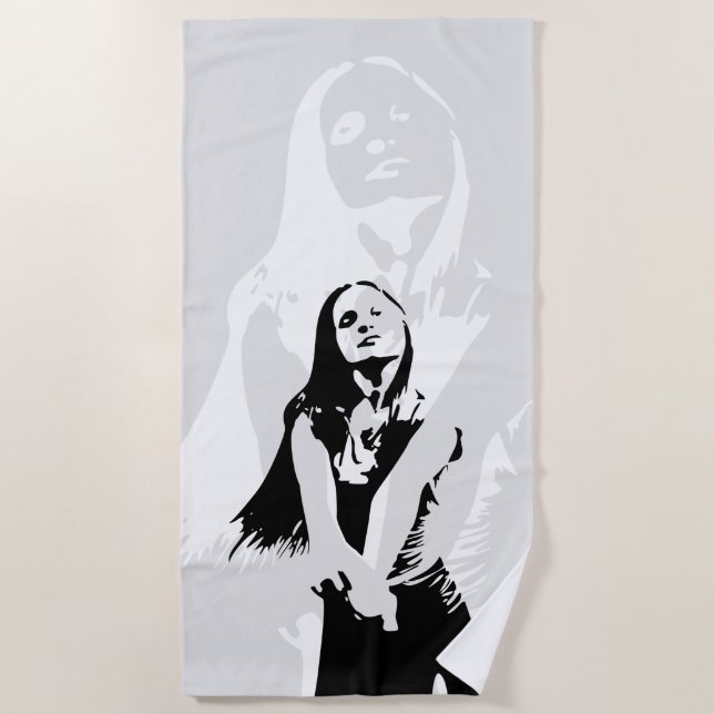Modische Black Dancing Girl Silhouette Strandtuch (Vorderseite)