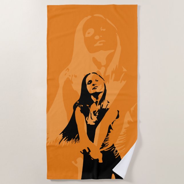 Modische Black Dancing Girl Silhouette Strandtuch (Vorderseite)