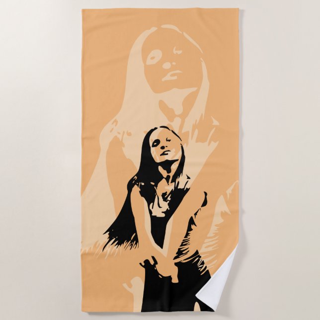 Modische Black Dancing Girl Silhouette Strandtuch (Vorderseite)