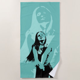 Modische Black Dancing Girl Silhouette Strandtuch
