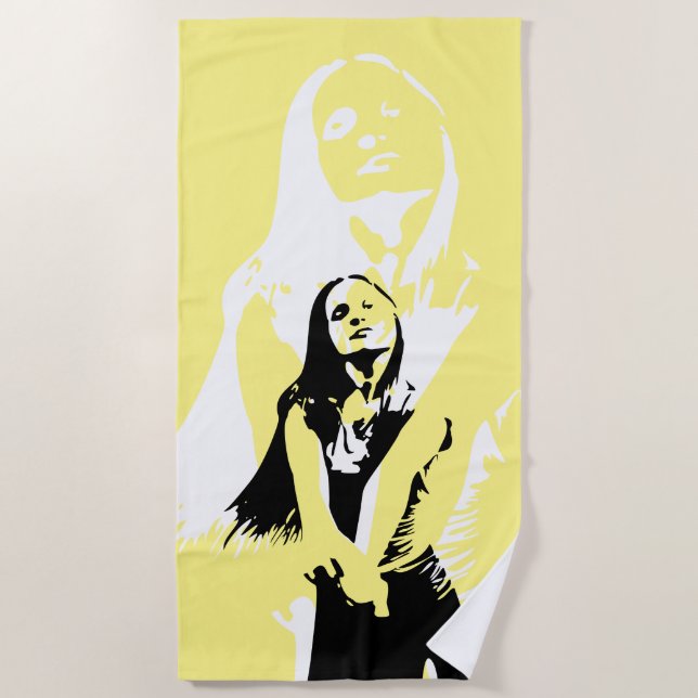 Modische Black Dancing Girl Silhouette Strandtuch (Vorderseite)